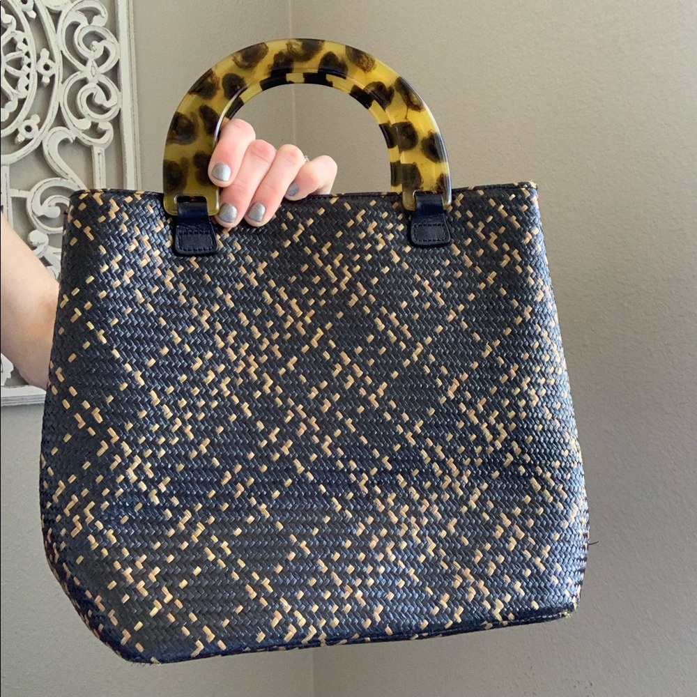 Talbots Woven Wicker Handbag Small Tote Purse